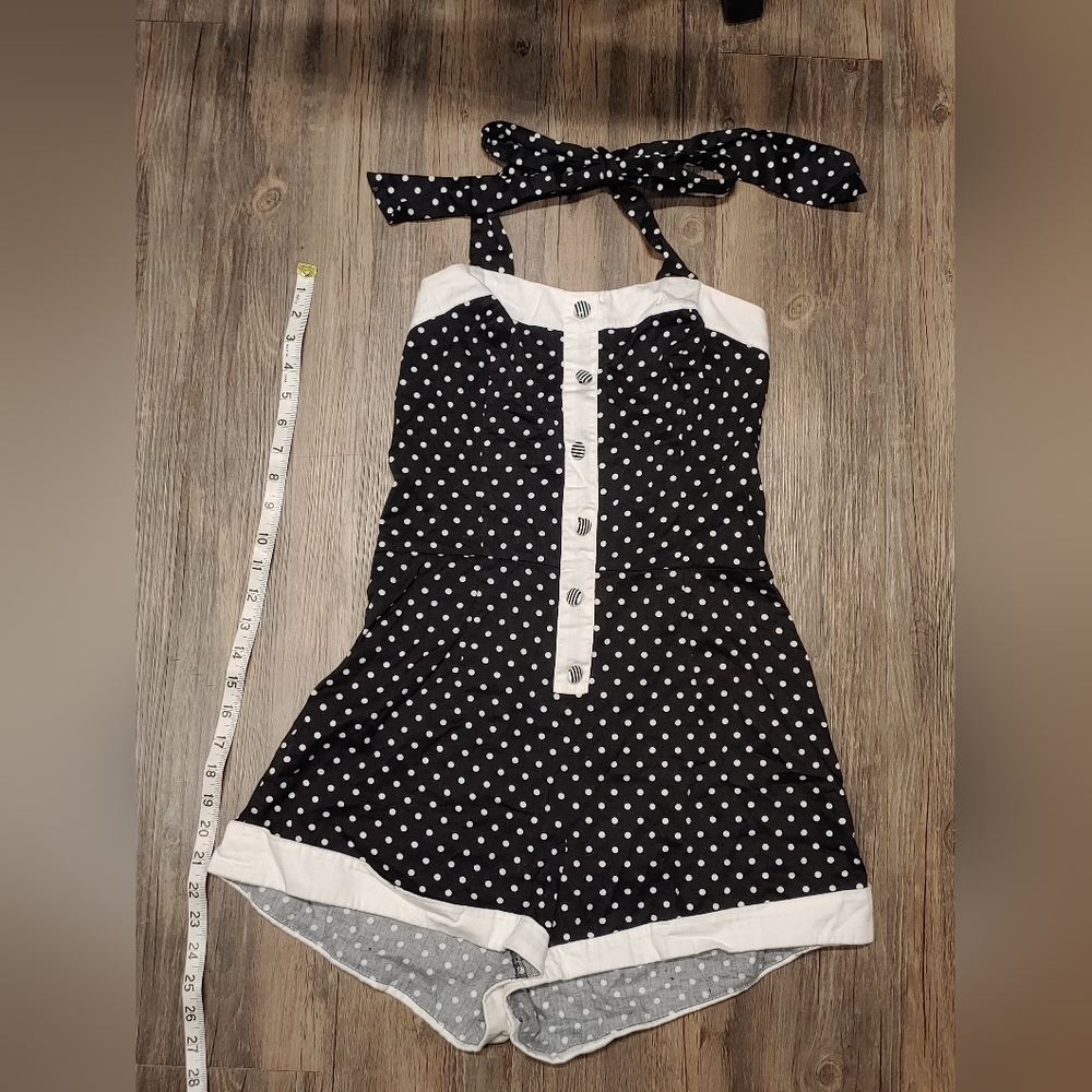 SOLD - Polka Dot Romper - Size 10 ( S or M) - Hearts & Roses - Rockabilly - Alt